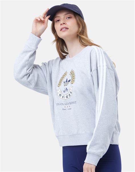 Adidas Originals Womens Graphic Sweatshirt Grey Life Style Sports Ie