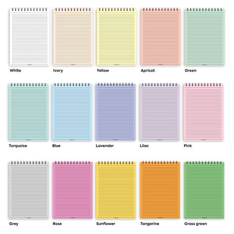 narrow ruled notepad spiral desk pad coloured  white paper