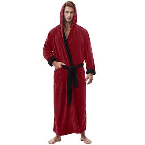 Xudanell Men Hooded Bathrobe For Men Cotton Terry Bathrobes With