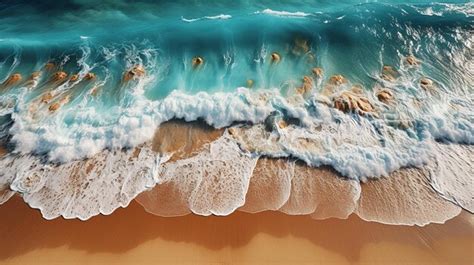 Premium Photo | Aerial view of the beautiful ocean in the morning with ...