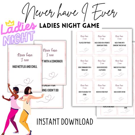 Ladies Night Games Never Have I Ever Girls Night In Games Ladies Night