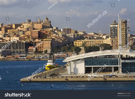 View Of The Port Of Cagliari In The Background The Castle District Of ...