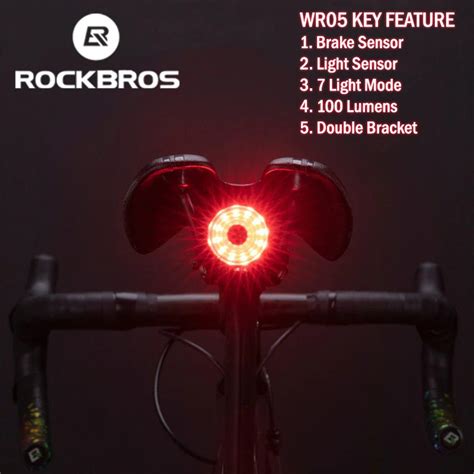 Jual Rockbros Wr Lampu Belakang Sepeda Brake Sensor Light Usb