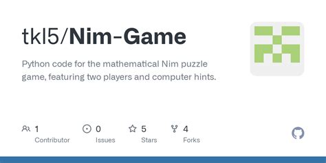 Github Tkl5nim Game Python Code For The Mathematical Nim Puzzle