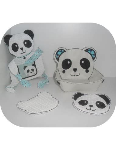 motif de broderie machine lingettes tête de panda