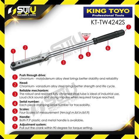 KING TOYO KT TW4242S 1 2 25 135NM Classic Adjustable Torque Wrench Car