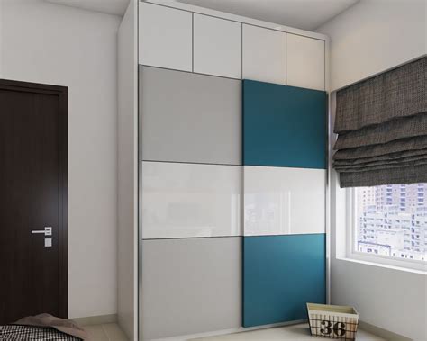 Dual Toned Contemporary Wardrobe Design With Sliding Shutters Livspace