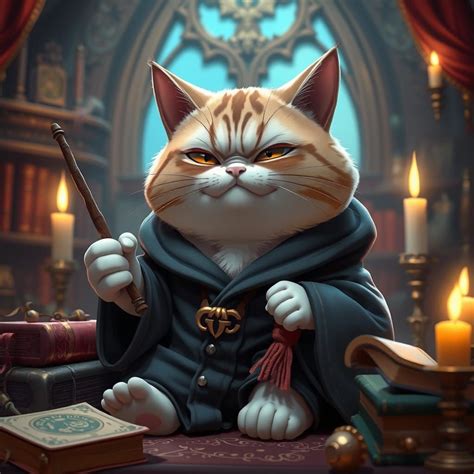 fat cat  harry potter fat cat wizard  whimsical hogwar