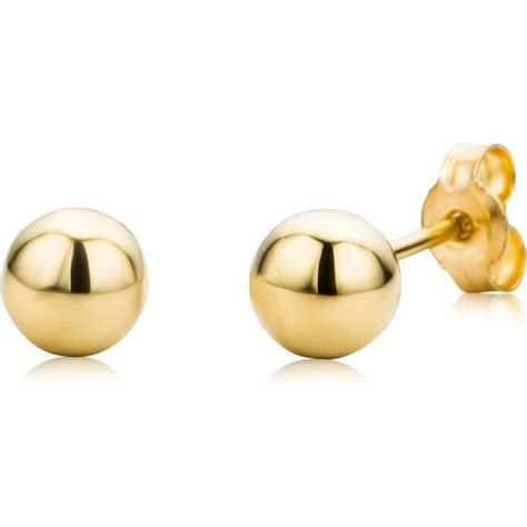 Boucles D Oreilles Pour Femmes Clous D Oreilles Boules En Or Jaune 9