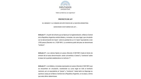 La Oposición Presentó Un Proyecto De Ley Para Quitarle Dos Ceros Al