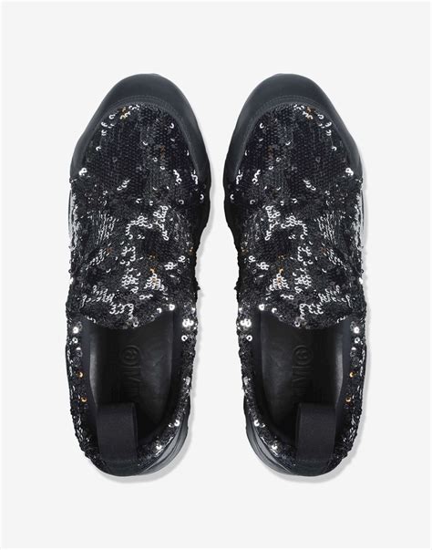 Mm6 by maison martin margiela Laceless Sequin Sneakers in Black | Lyst