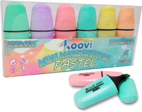 Koovi Kit De 6 Mini Marcatextos Colores Pastel No Toxico Amazon