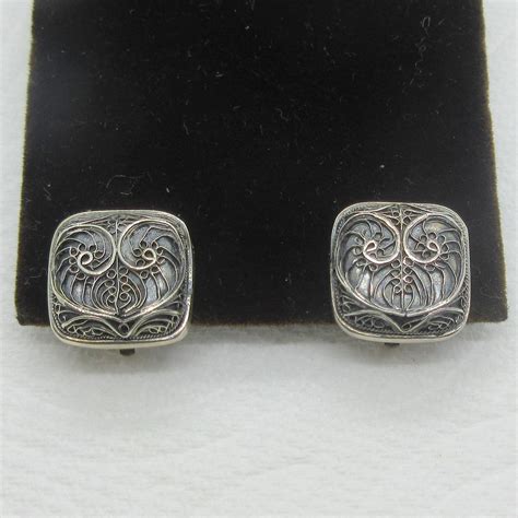 Lori Bonn Sterling Silver Filigree Floral Clip On Earrings Etsy