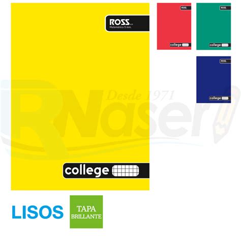 Cuaderno College 5mm 80 Hojas Pack 10 Uni Ross Librería Roberto