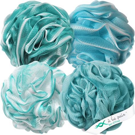 Loofah Bath Sponge Xl 75g Set Of 4 Ocean Colors By À La Paix Soft Exfoliating