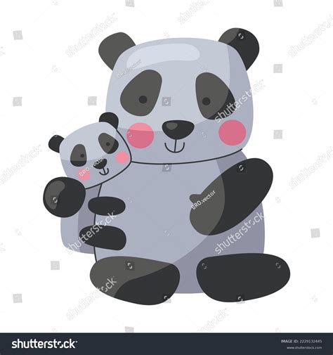 Animal Panda Mom Baby Cute Cartoon Stock Vector (Royalty Free ...