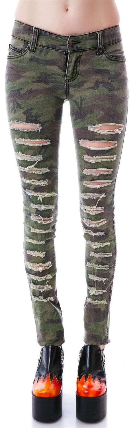 Tripp Nyc Slasher Camo Jeans Dolls Kill Ripped Jeans Style Bottom