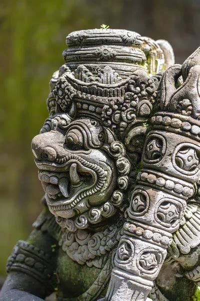 Carvings Depicting Demons Gods And Balinese Mythological Deities Can