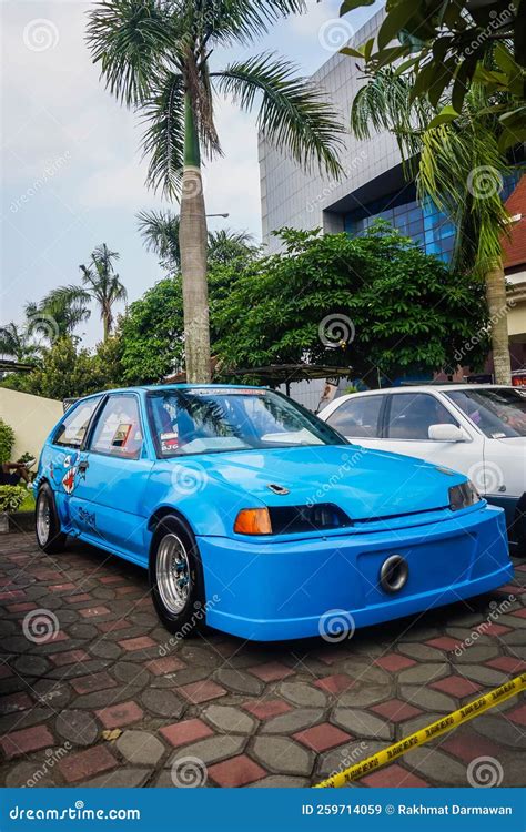 Blue Honda Civic Hatchback Drag Race Car On Display Editorial Stock