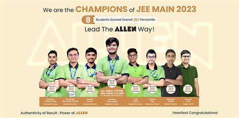 Allen Jee Main Toppers Course Details Result Achievements