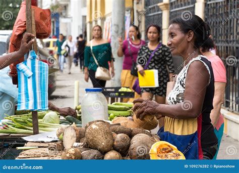 Street Female Vendor Selling Bananas And Coconut In Cartagena Editorial Photography Image Of