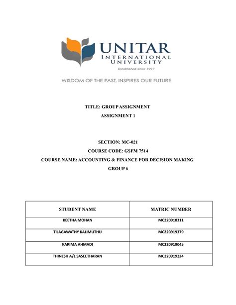 GSFM7514 Group Assignment 1 Group 5 Final TITLE GROUP ASSIGNMENT