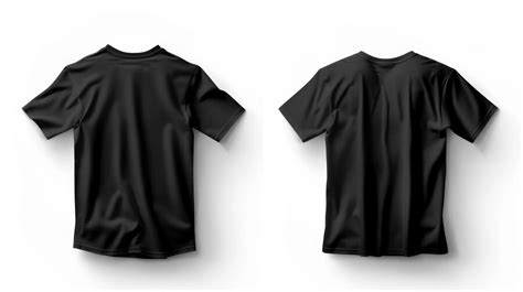 Blank T Shirt Color Black Template Front And Back View On White Background Premium Ai