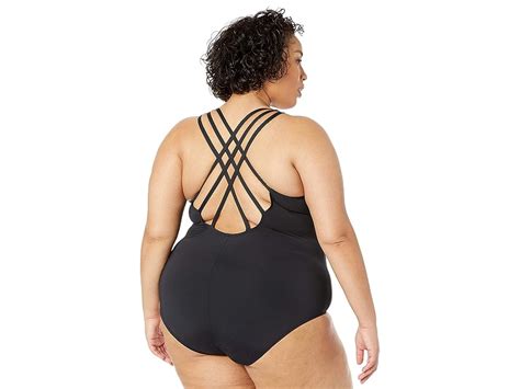 La Blanca Plus Size Island Goddess Cross Back Mio One Piece Black