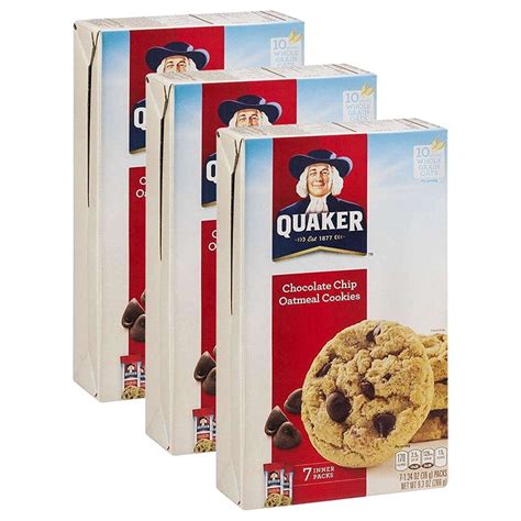 3 Pack Quaker Chocolate Chip Oatmeal Cookies 7 Pk 1 34 Oz