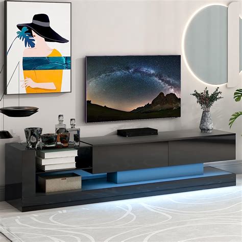 Amazon BAMACAR Black TV Stand For 80 75 75 70 Inch TV Black TV