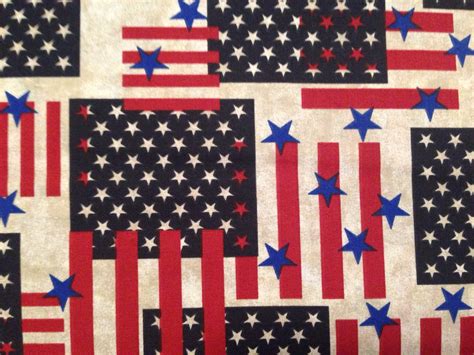 Patriotic Fabric By The Yard American Flag Fabric QOV