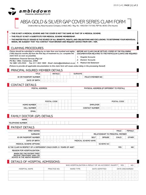 Absa Hospital Claim Form Fill Online Printable Fillable Blank