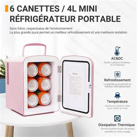 Astroai Mini Frigo De Chambre Litres Canettes Ml V V