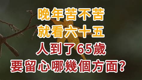 晚年苦不苦，就看六十五，人到了65歲，到底要留心哪幾個方面？ Youtube