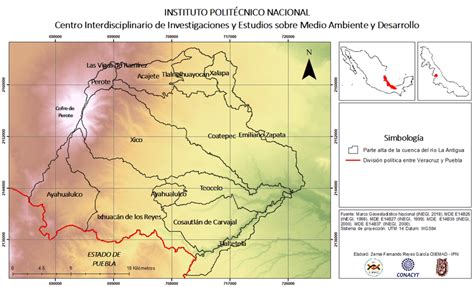 Mapa De La Ubicación De La Parte Alta De La Cuenca Del Río La Antigua Y