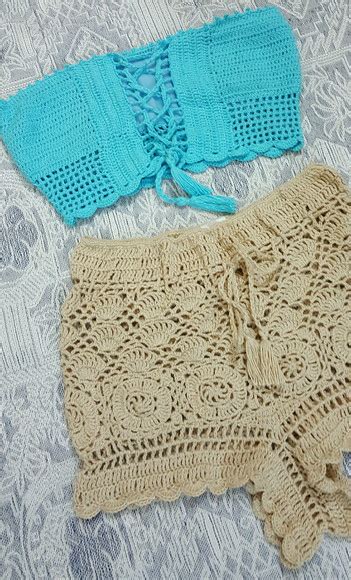 Conjunto Short E Cropped Crochê Elo7 Produtos Especiais