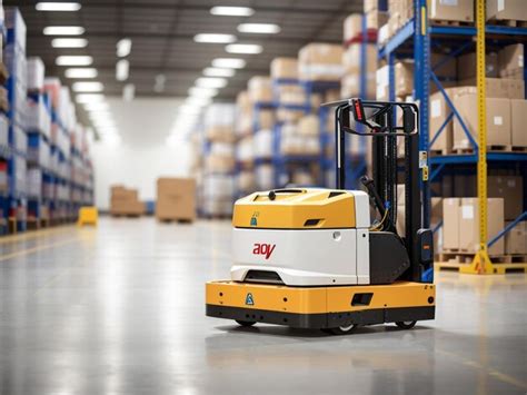 Premium Ai Image Agv Automated Guided Vehicle In Warehouse Logistics