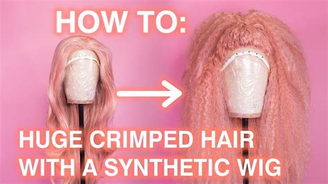 How To Style Huge Crimped Hair With A Synthetic Wig Youtube