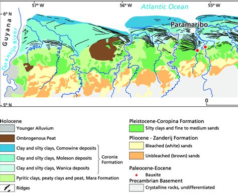 Geological Map Of The Northern Part Of Suriname Modified After Wong Et