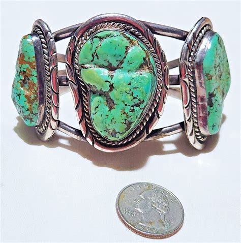 Fred Harvey Era Coin Silver Navajo Spider Web Big Nug Gem