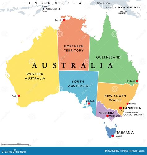 Australia States Political Map - Arlana Nannette