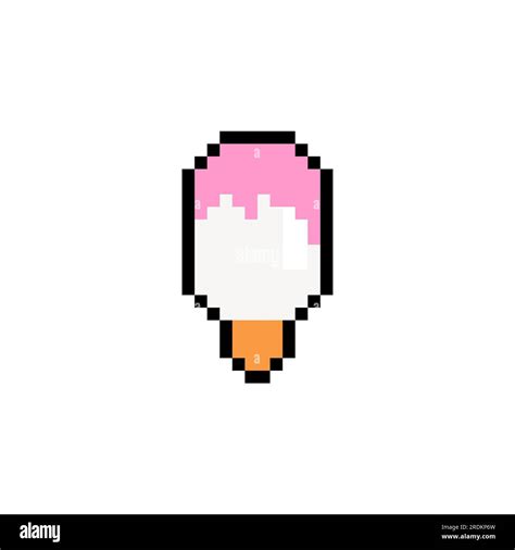 Ice Cream Pixel Art Icon Isolated Bit Food Sign Pixelated Symbol