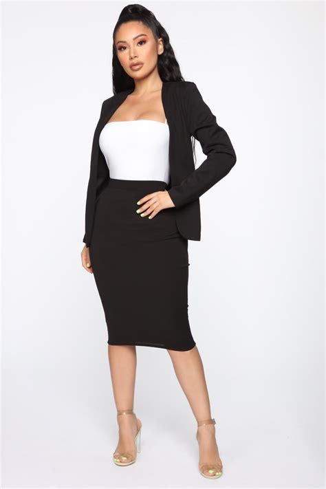 Payin It Forward Blazer Skirt Set Black Fashion Nova Blazer And Skirt Set Skirt Set Fashion