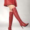 Arollo Overknee Boots Rachel Genuine Red Leather Eu