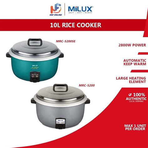 Milux Electric Rice Cooke 10 L MRC 5100 MRC 5200 MRC 5200SE PEACOCK