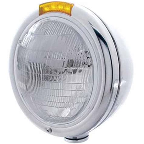 Classic Headlight W/ H6014 Halogen Sealed Beam Bulb, LED Turn Signal ...