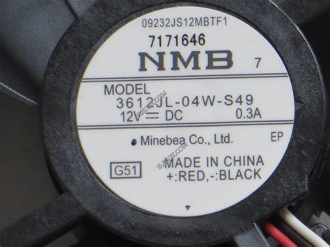 NMB MAT Minebea 3612JL 04W S49 Server Square Fan 3612JL 04W S49 G51