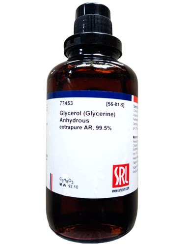 Glycerol Glycerine Anhydrous Extrapure AR 99 5 500ml SRL