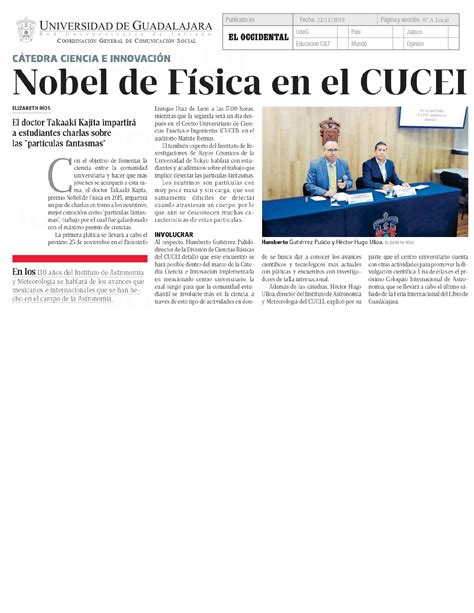 Nobel De F Sica En El Cucei Centro Universitario De Ciencias Exactas