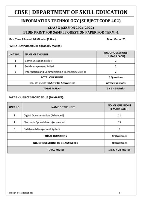 Sample Paper Ii Class X It Cbse Department Of Skill Education Information Technology